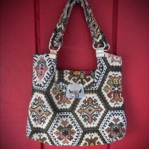 Vintage Made in Italy Craig Scot Tapestry Upholstery Quilted/ Woven Purse